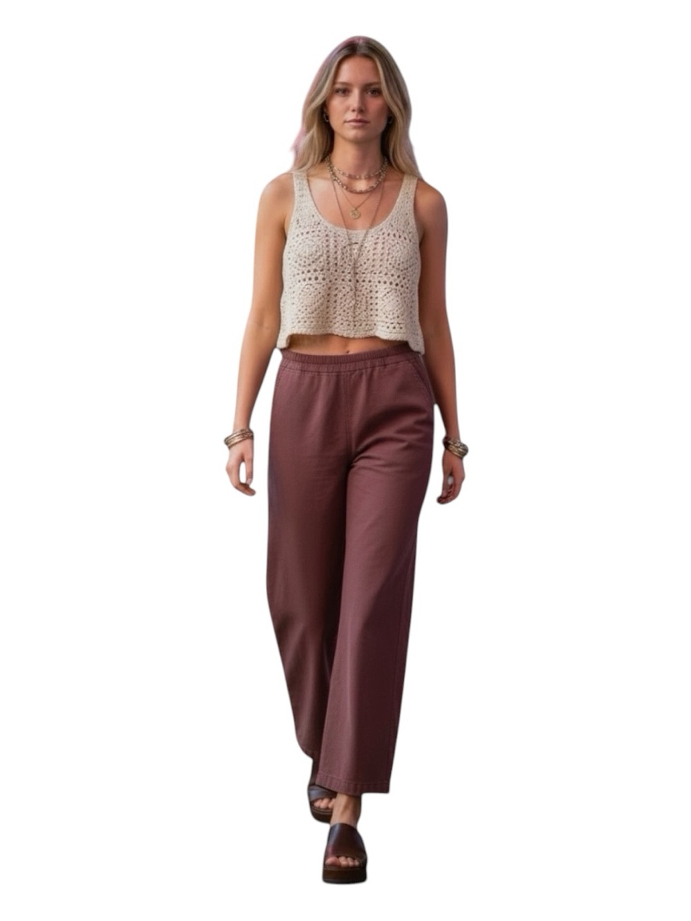 Relaxed Boho wide leg Anthropology Pilcro Jogger Pants in Soft Brown - XL